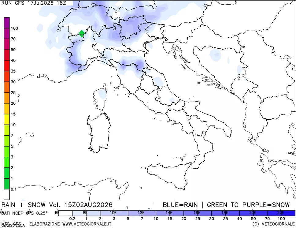 mappa Precipitazioni totali e nevose
