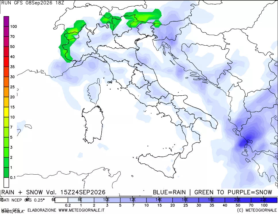 mappa Precipitazioni totali e nevose