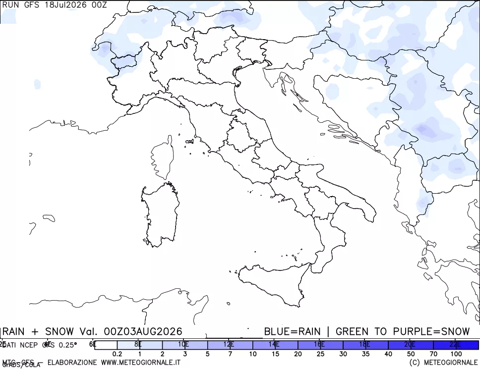 mappa Precipitazioni totali e nevose