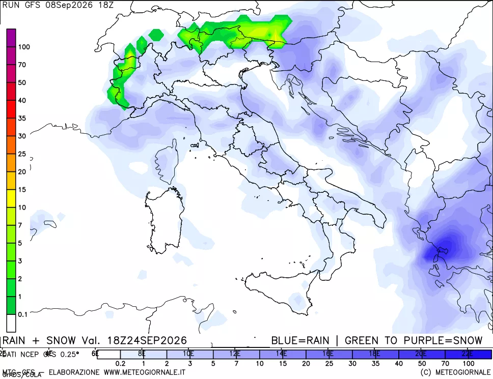 mappa Precipitazioni totali e nevose