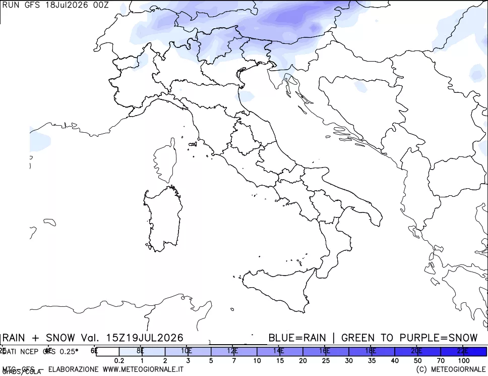 mappa Precipitazioni totali e nevose