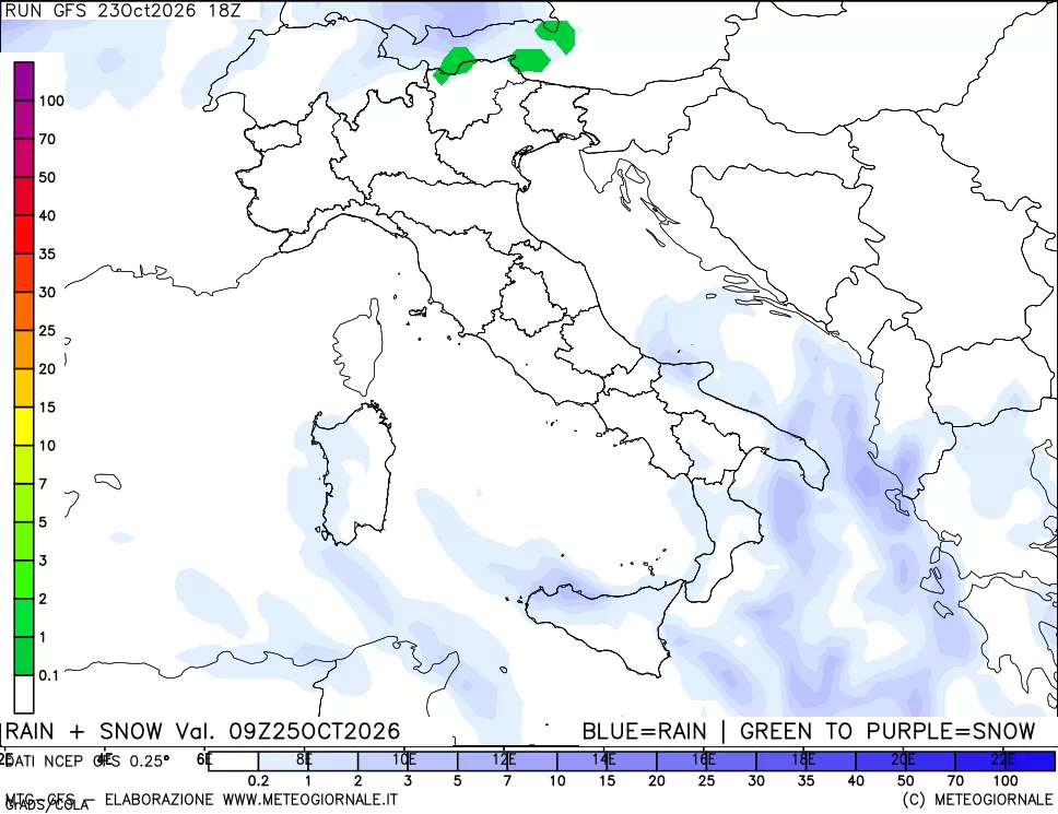 mappa Precipitazioni totali e nevose