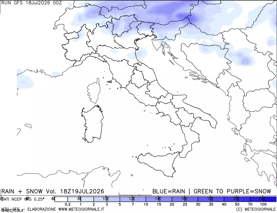 mappa Precipitazioni totali e nevose
