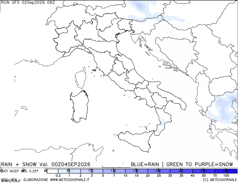 mappa Precipitazioni totali e nevose