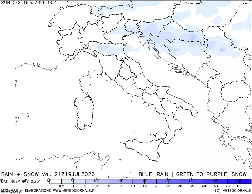 mappa Precipitazioni totali e nevose
