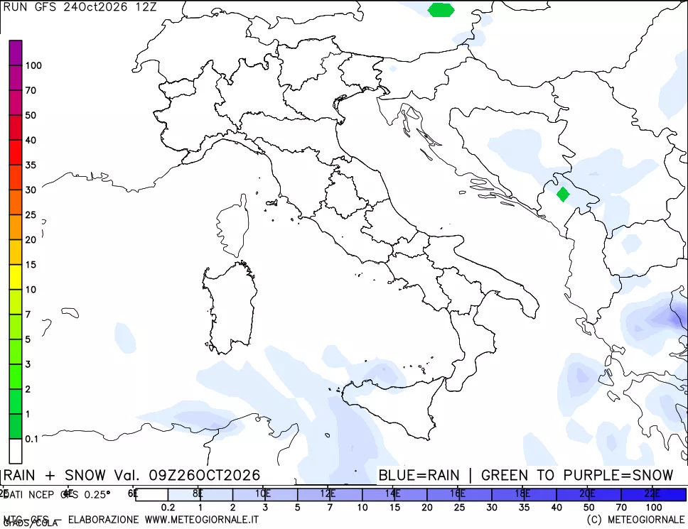 mappa Precipitazioni totali e nevose