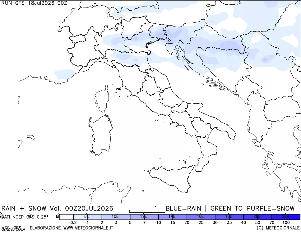 mappa Precipitazioni totali e nevose