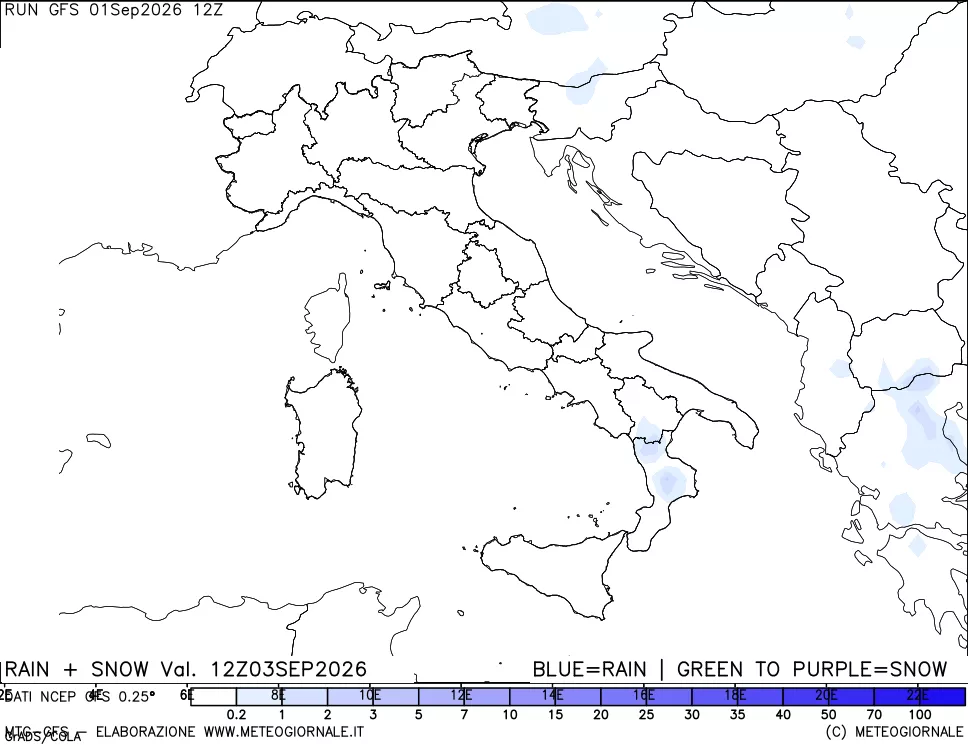 mappa Precipitazioni totali e nevose