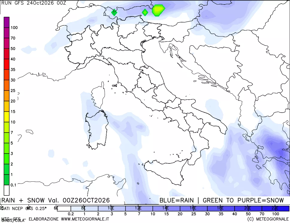 mappa Precipitazioni totali e nevose