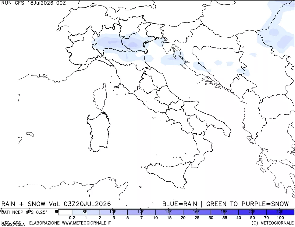 mappa Precipitazioni totali e nevose