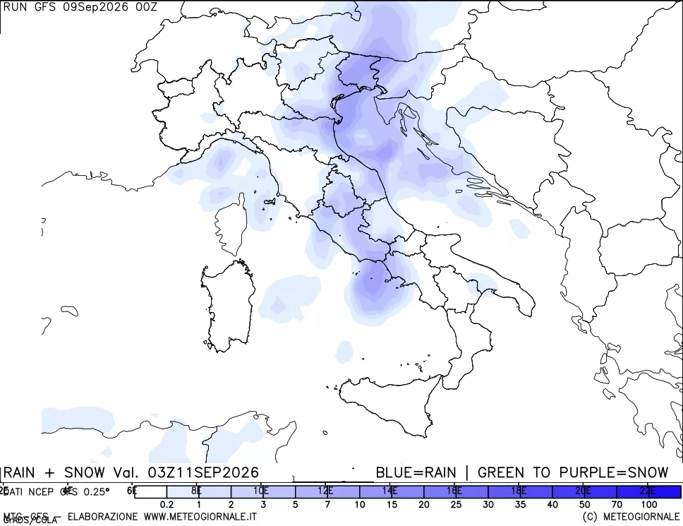 mappa Precipitazioni totali e nevose