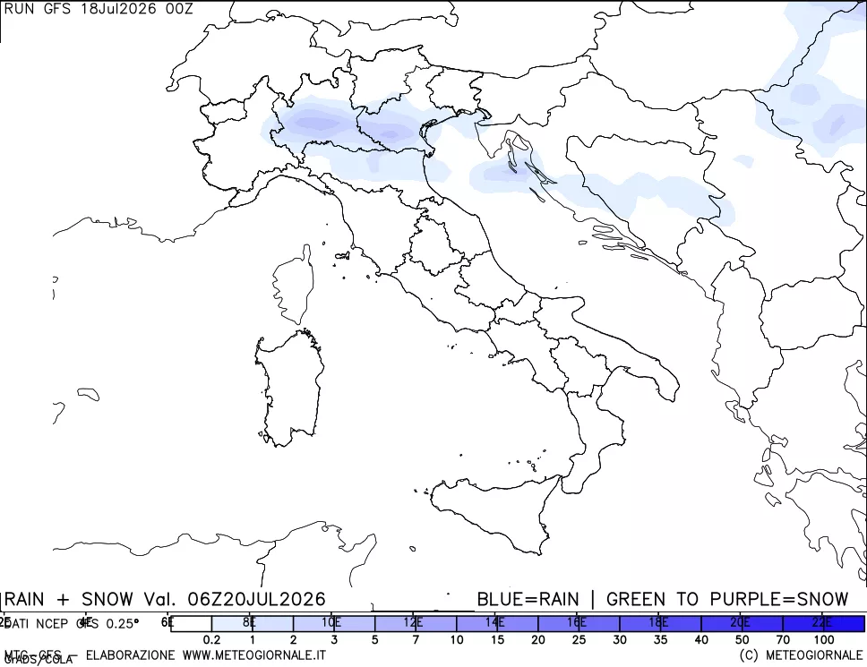 mappa Precipitazioni totali e nevose