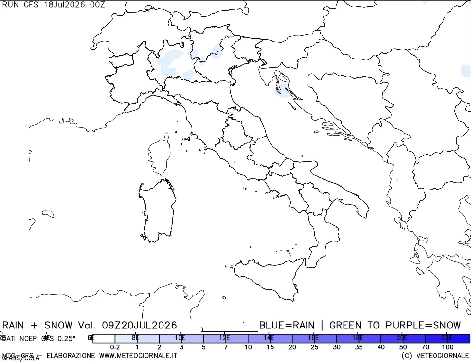 mappa Precipitazioni totali e nevose