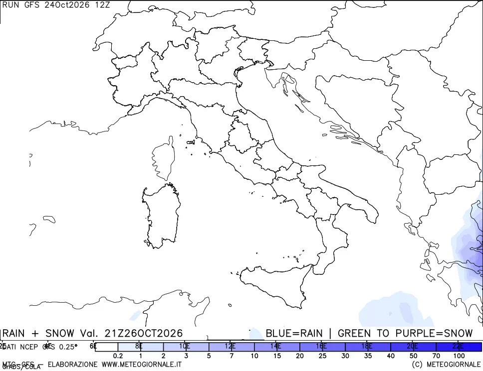 mappa Precipitazioni totali e nevose