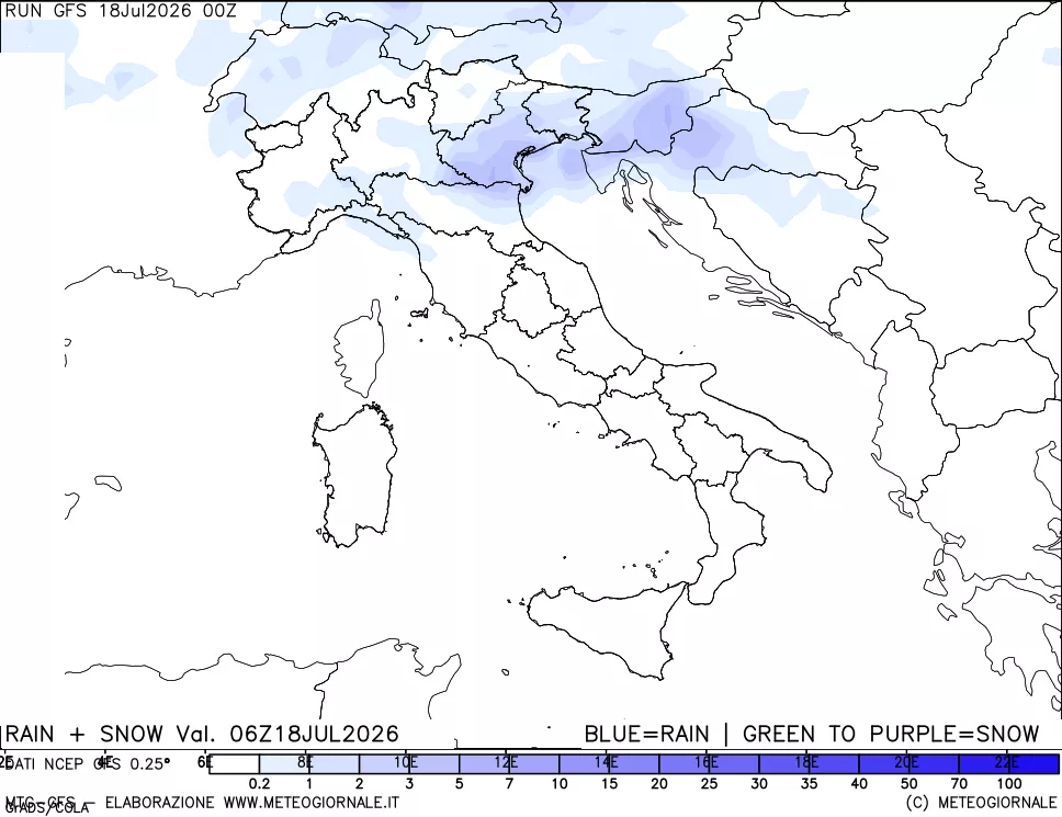 mappa Precipitazioni totali e nevose