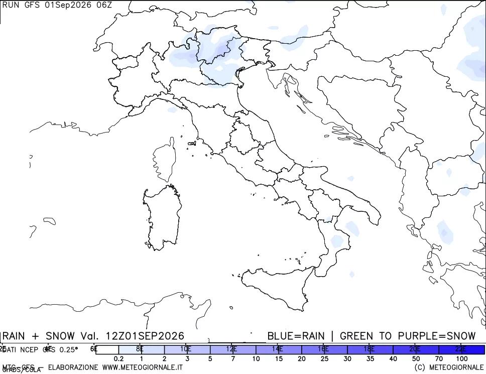mappa Precipitazioni totali e nevose