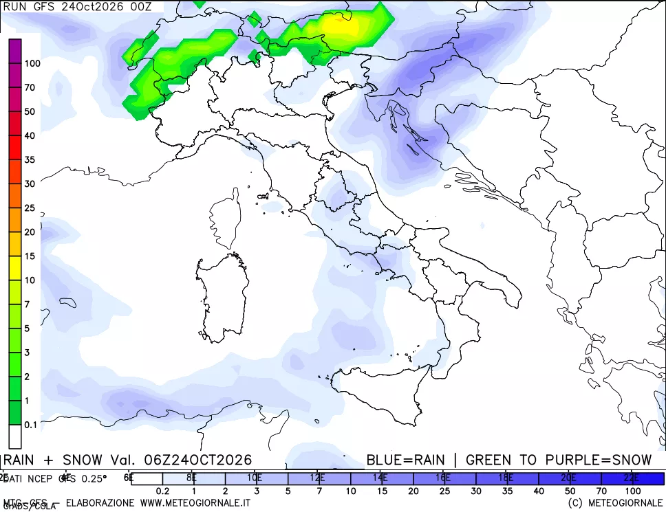 mappa Precipitazioni totali e nevose