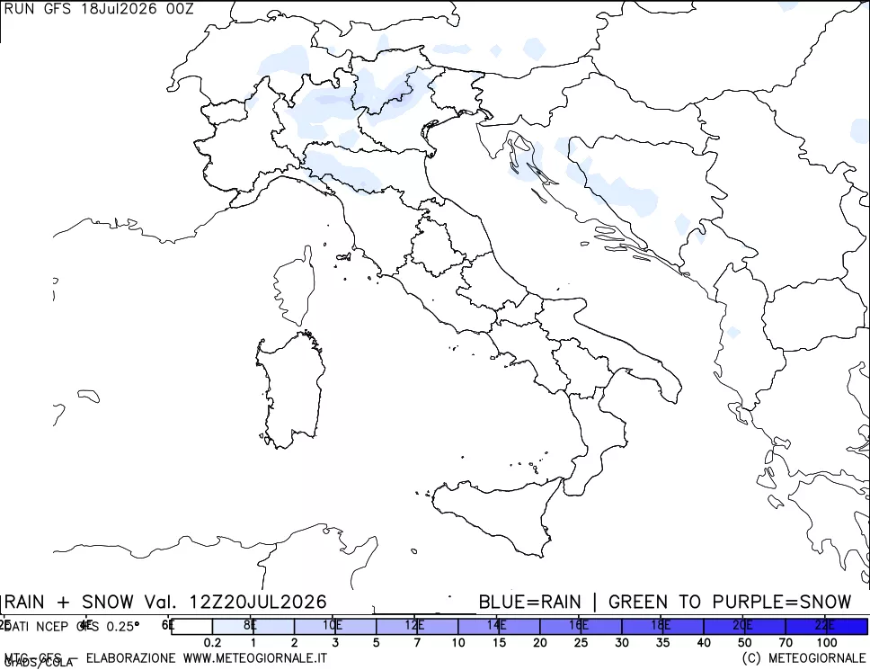 mappa Precipitazioni totali e nevose