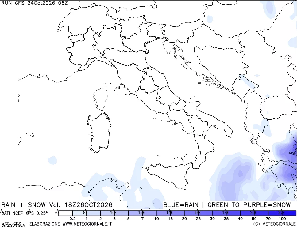 mappa Precipitazioni totali e nevose