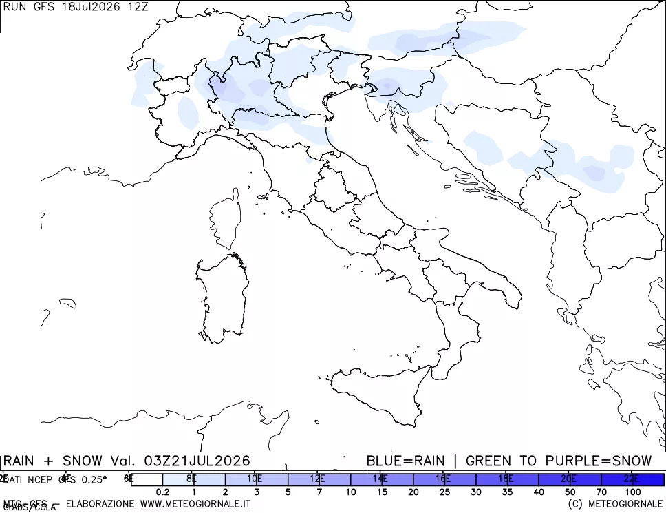 mappa Precipitazioni totali e nevose