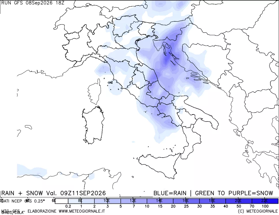 mappa Precipitazioni totali e nevose