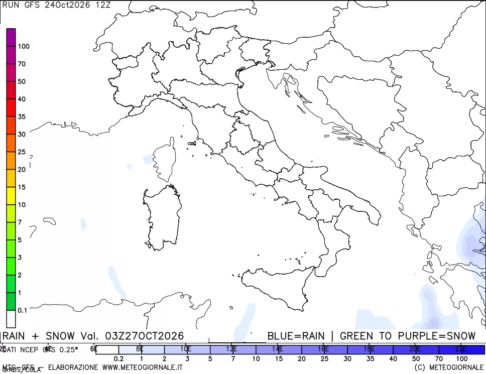 mappa Precipitazioni totali e nevose
