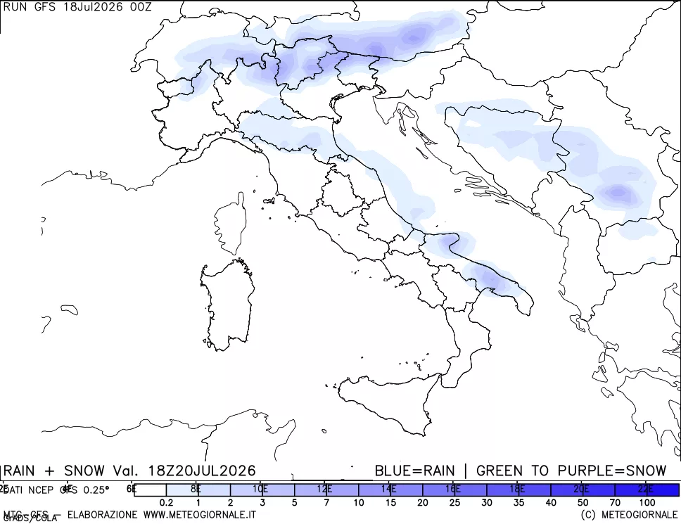 mappa Precipitazioni totali e nevose