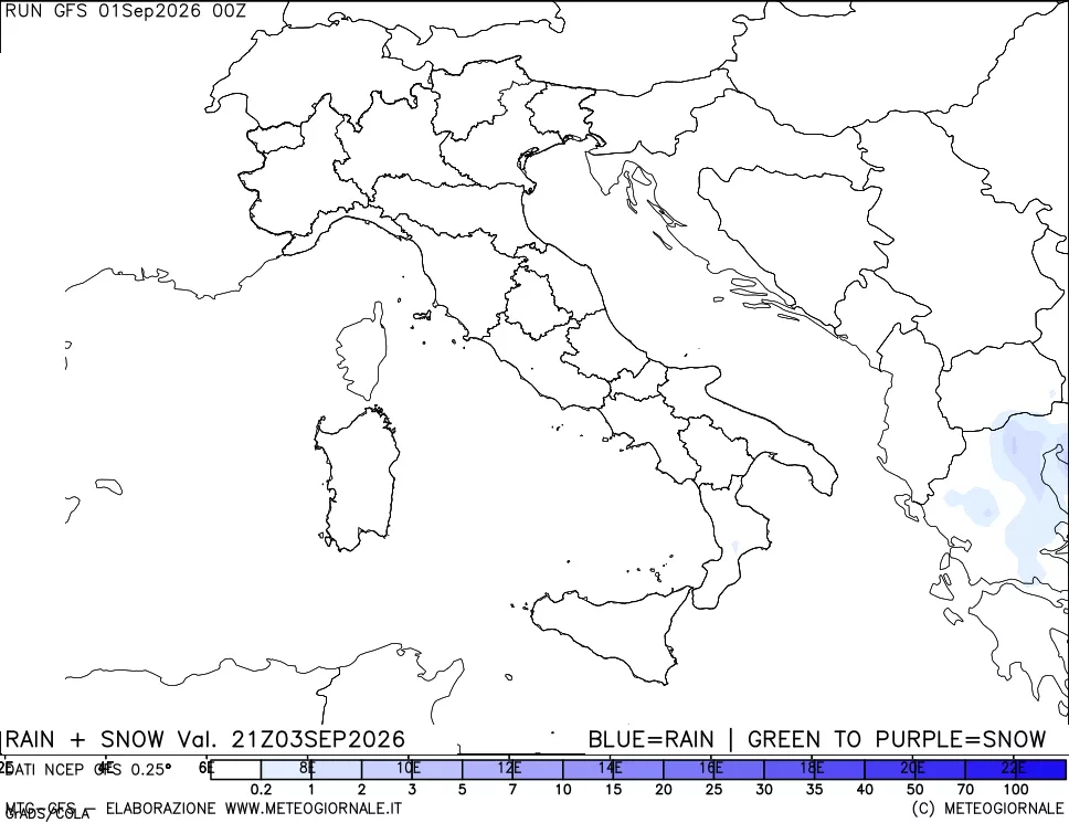 mappa Precipitazioni totali e nevose