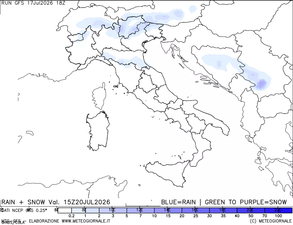 mappa Precipitazioni totali e nevose