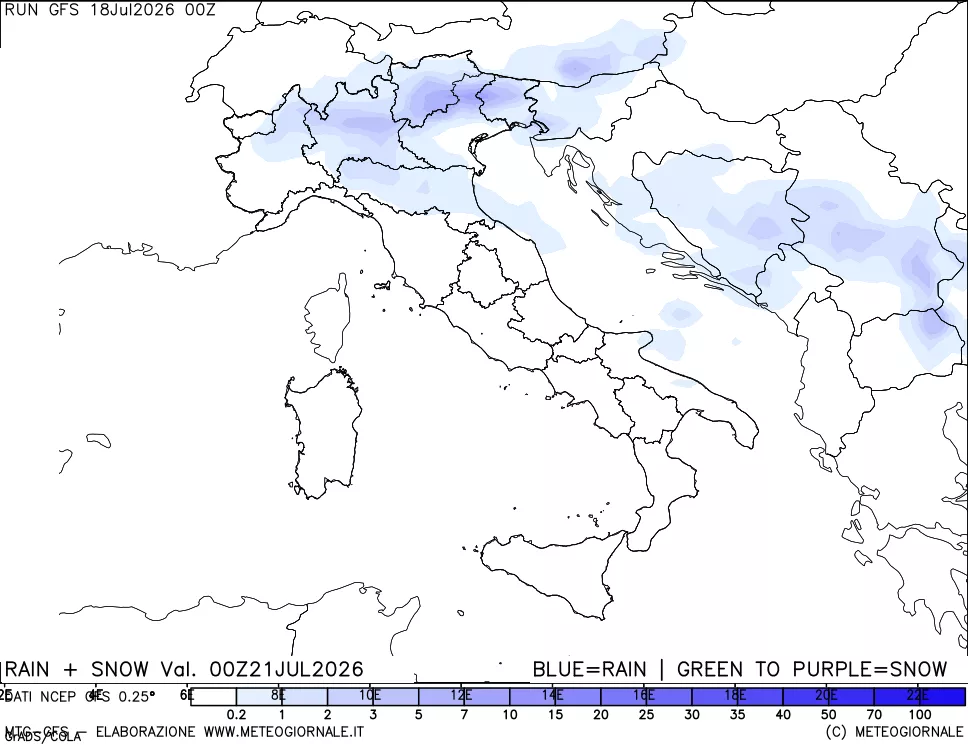 mappa Precipitazioni totali e nevose