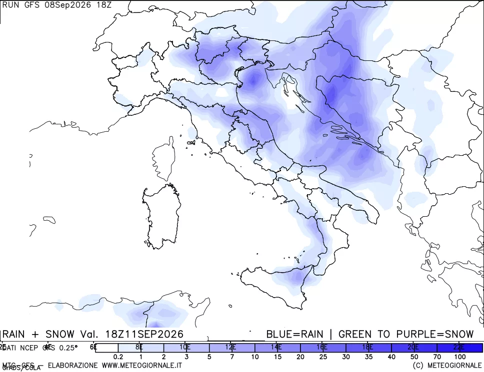 mappa Precipitazioni totali e nevose