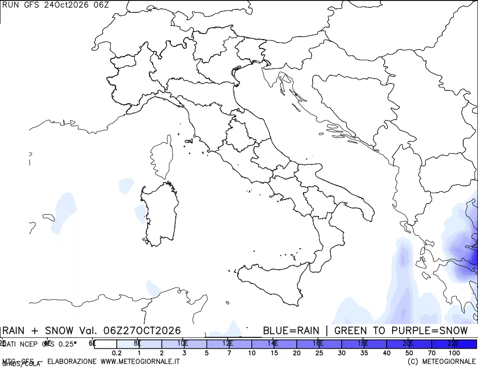 mappa Precipitazioni totali e nevose