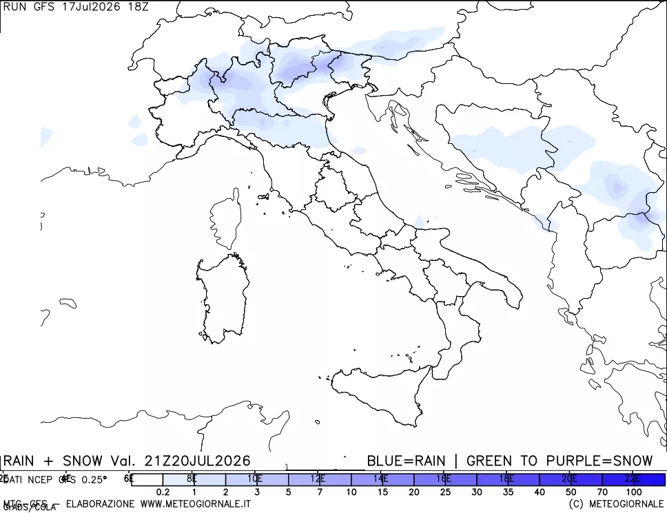 mappa Precipitazioni totali e nevose