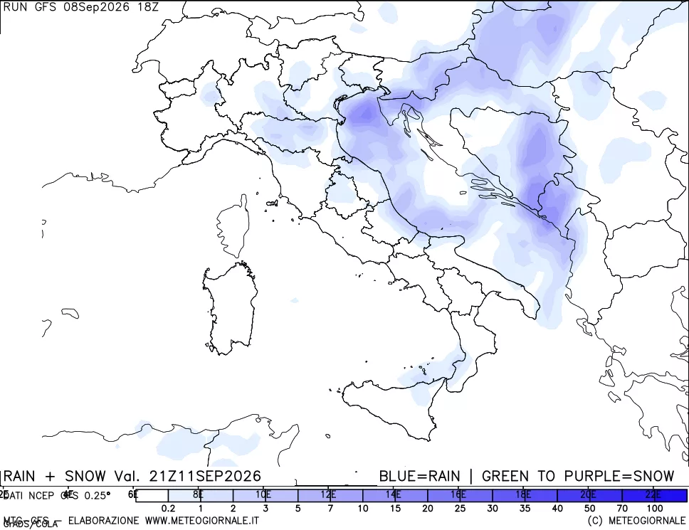 mappa Precipitazioni totali e nevose