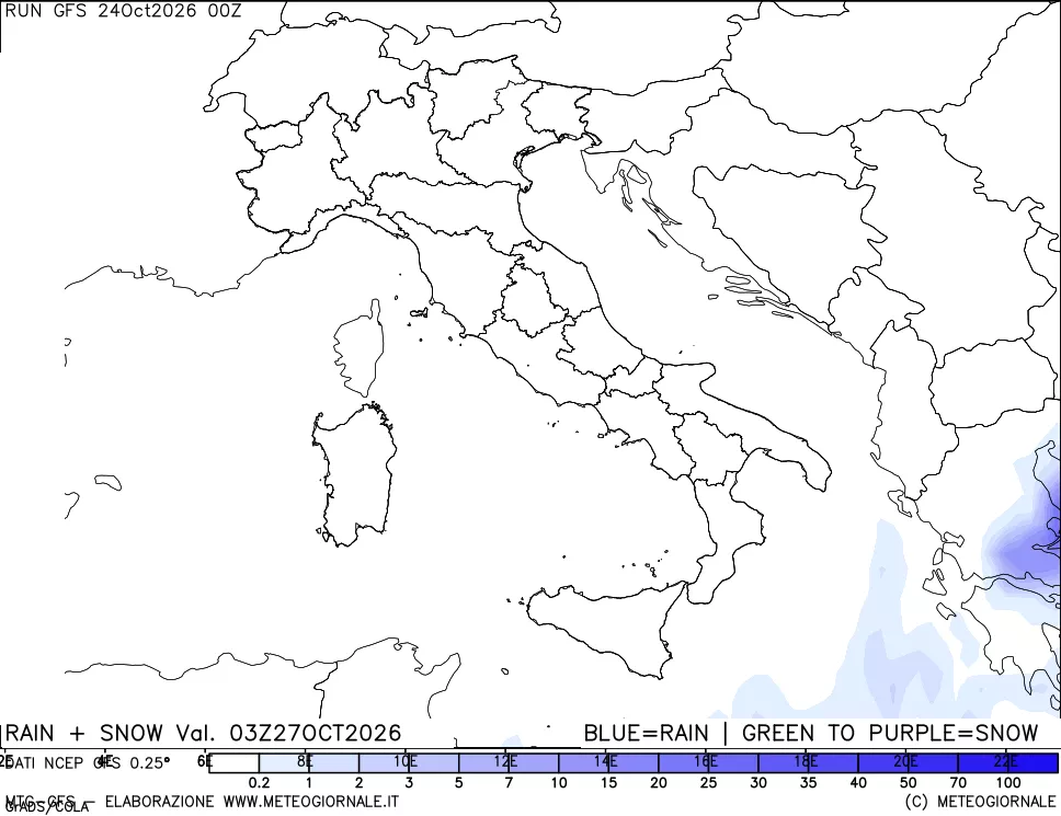 mappa Precipitazioni totali e nevose