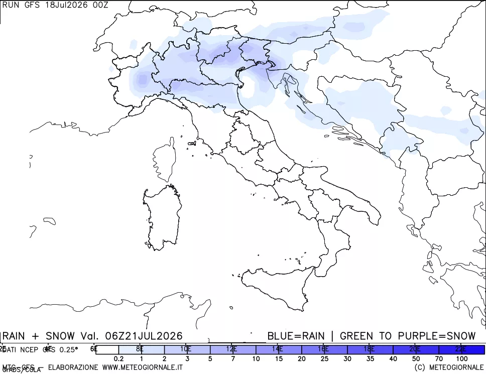 mappa Precipitazioni totali e nevose