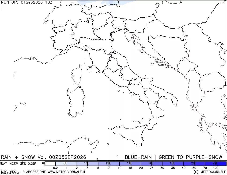 mappa Precipitazioni totali e nevose