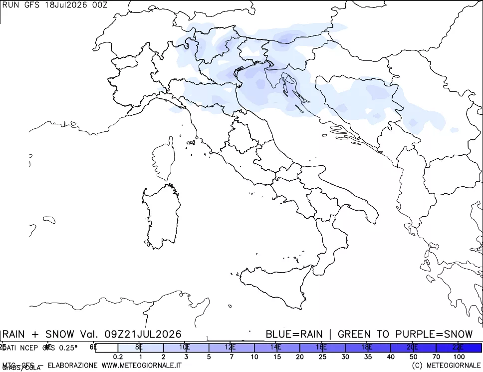 mappa Precipitazioni totali e nevose