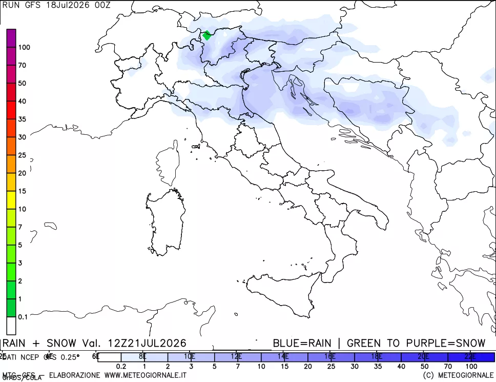 mappa Precipitazioni totali e nevose