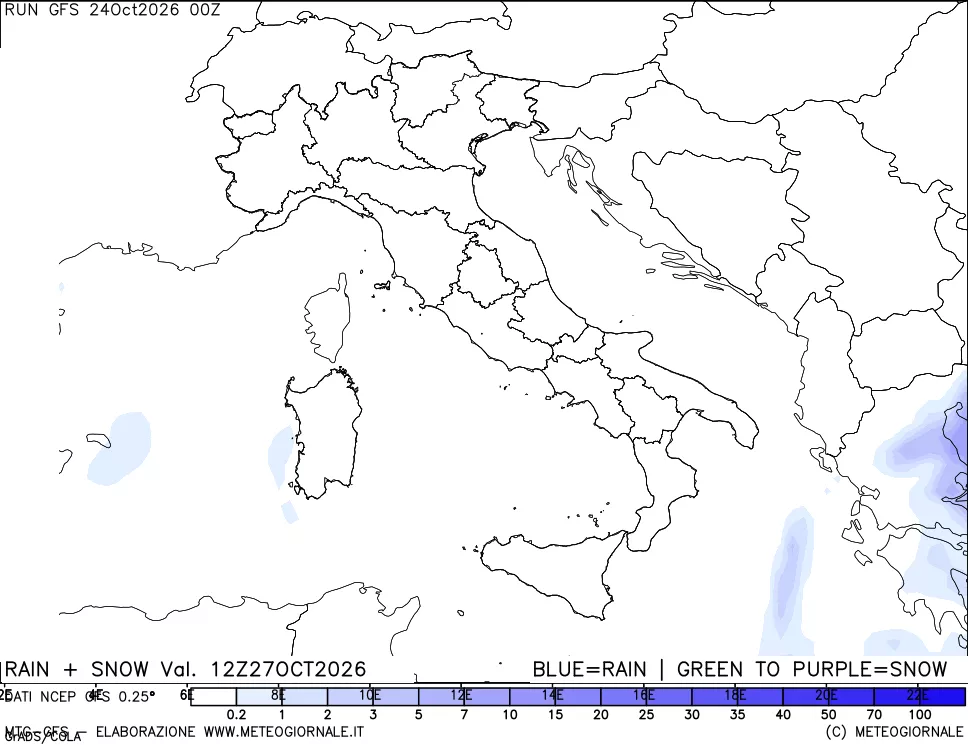 mappa Precipitazioni totali e nevose