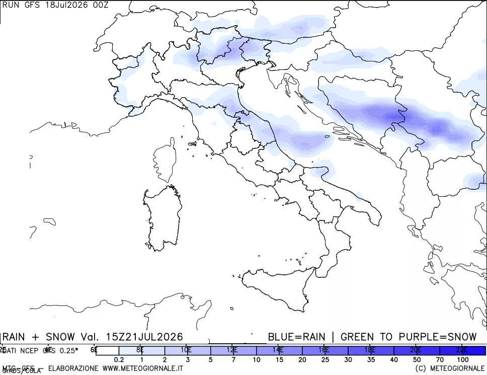 mappa Precipitazioni totali e nevose