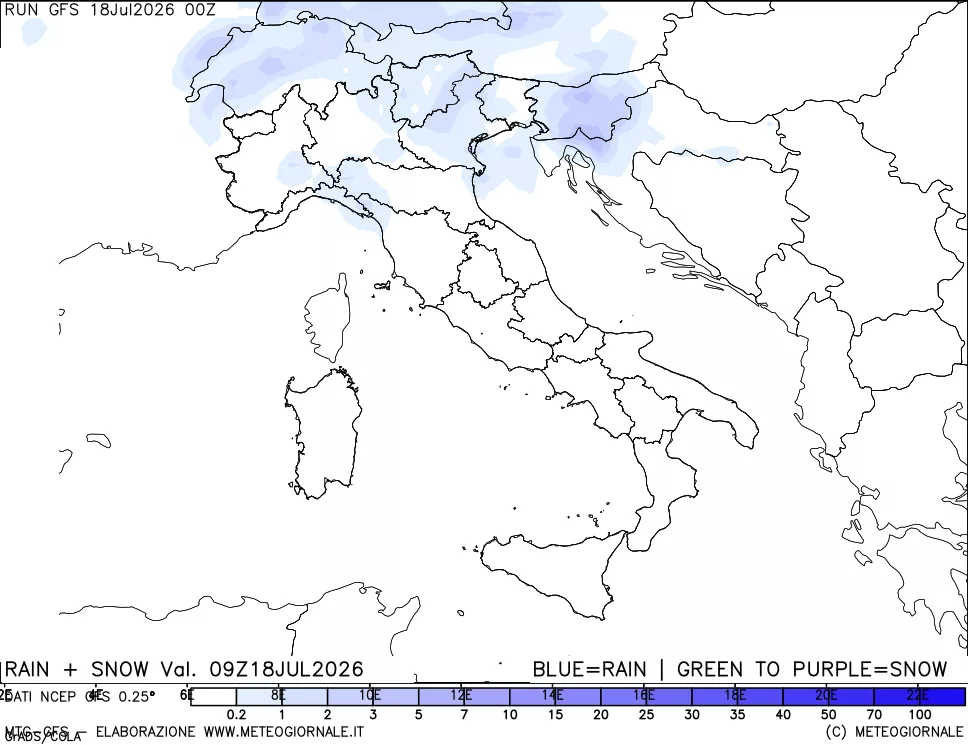mappa Precipitazioni totali e nevose