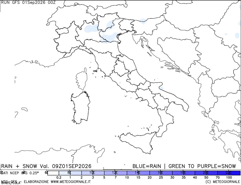 mappa Precipitazioni totali e nevose