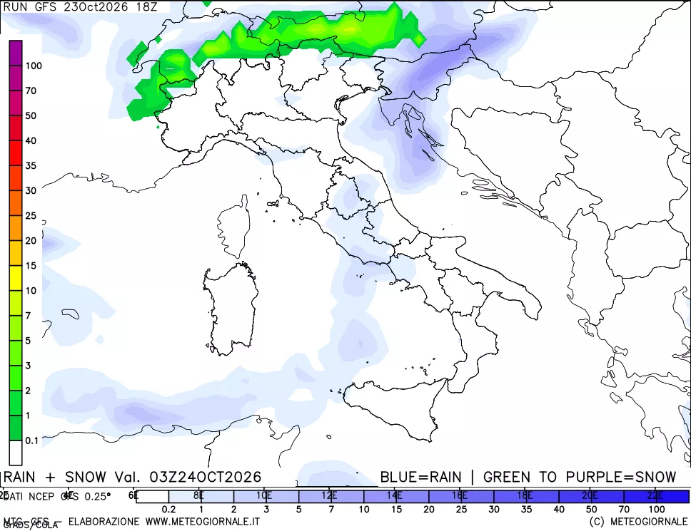 mappa Precipitazioni totali e nevose