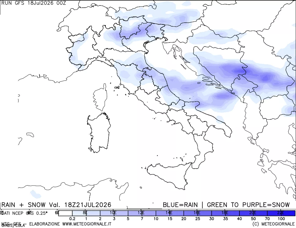 mappa Precipitazioni totali e nevose