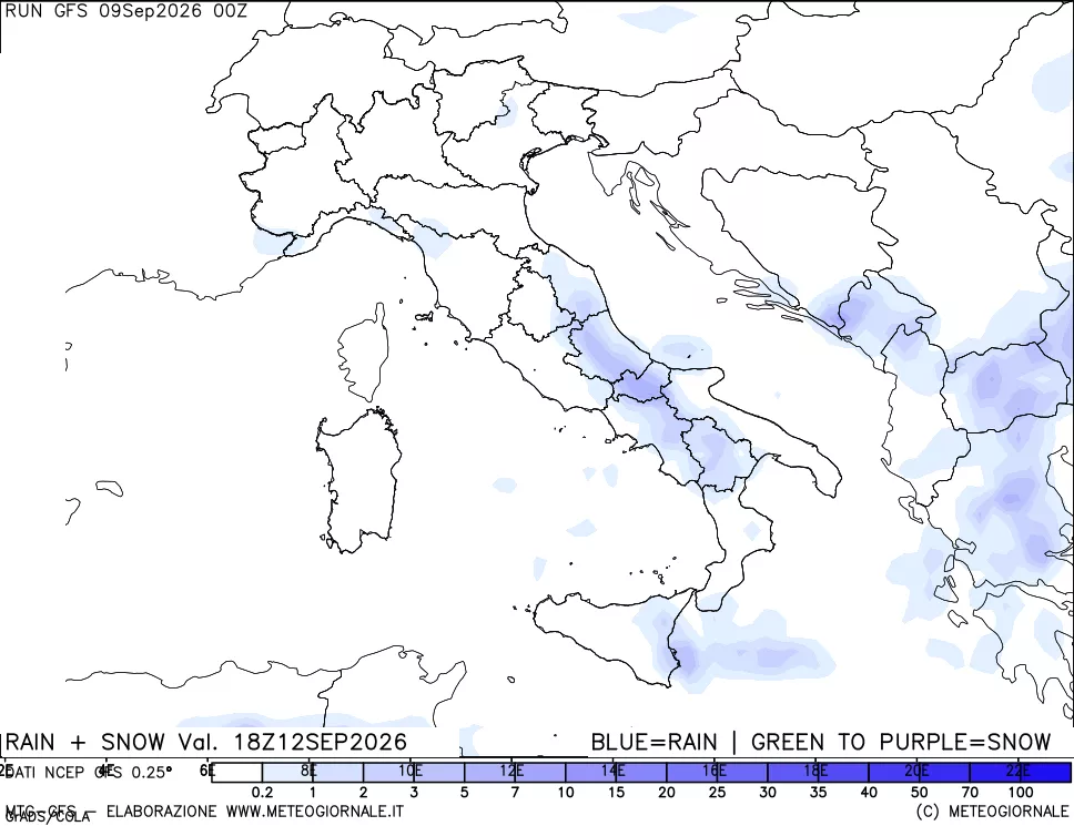 mappa Precipitazioni totali e nevose