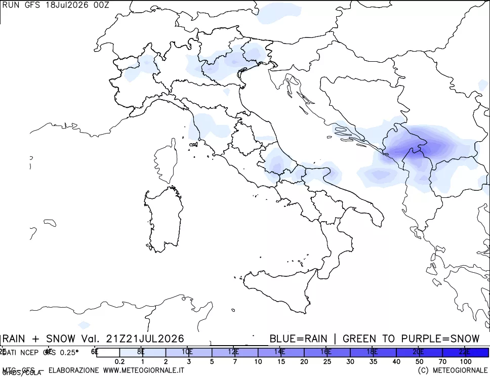 mappa Precipitazioni totali e nevose