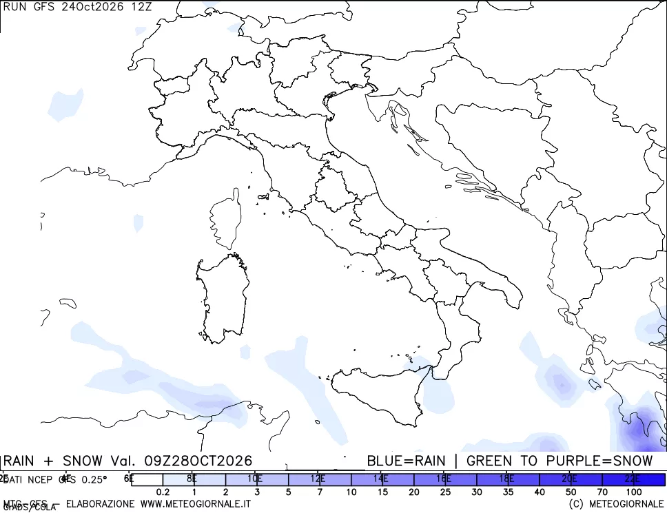 mappa Precipitazioni totali e nevose