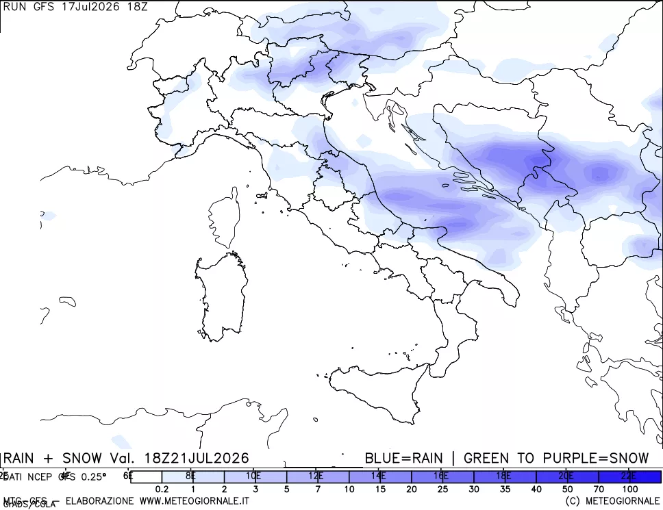 mappa Precipitazioni totali e nevose