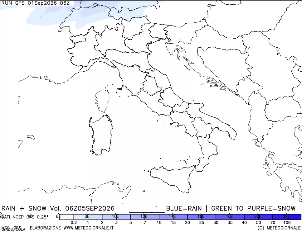 mappa Precipitazioni totali e nevose